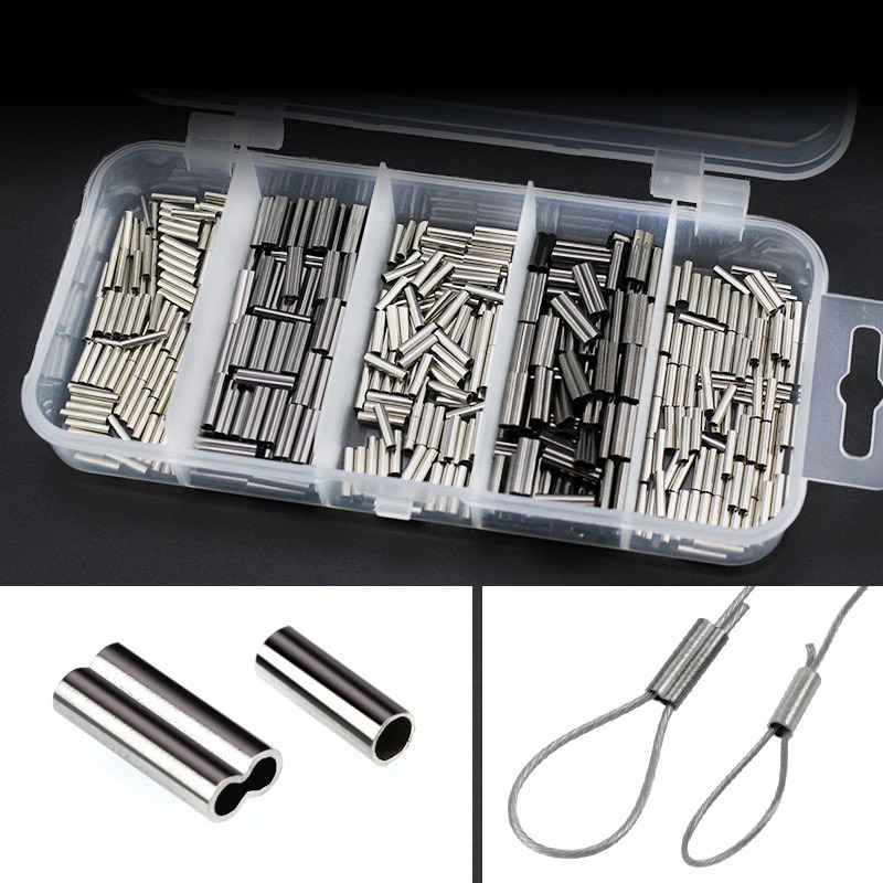 Fishing Line Box - 250-500pcs/Box Single/Double Barrel Crimping Sleeves Fishing