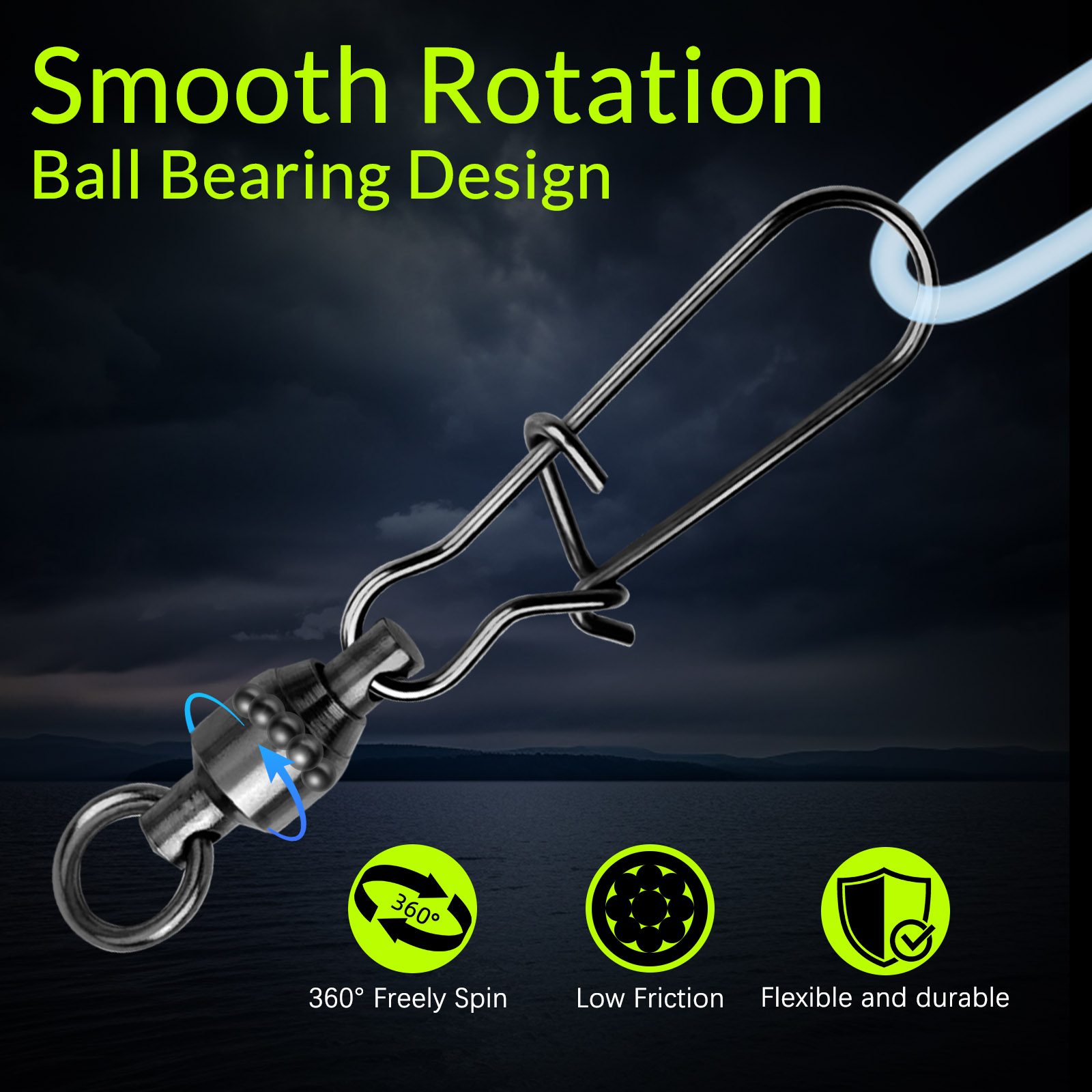 9KM 10PCS Ball Bearing Swivel  - огляд і ціна Monofilament Line